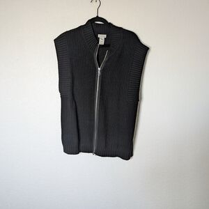 Multiples Black Zip-Front Knit Vest